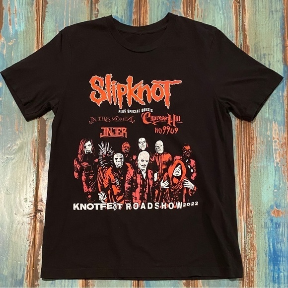 SlipKnot Knotfest Road Show 2022 Band T Shirt Measures Sz Med Mens Concert Tee - Picture 1 of 7